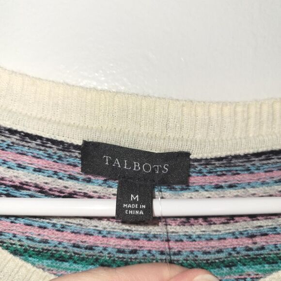 Talbots Fair Isle Lambs Wool Crewneck Sweater Medium - Picture 3 of 9